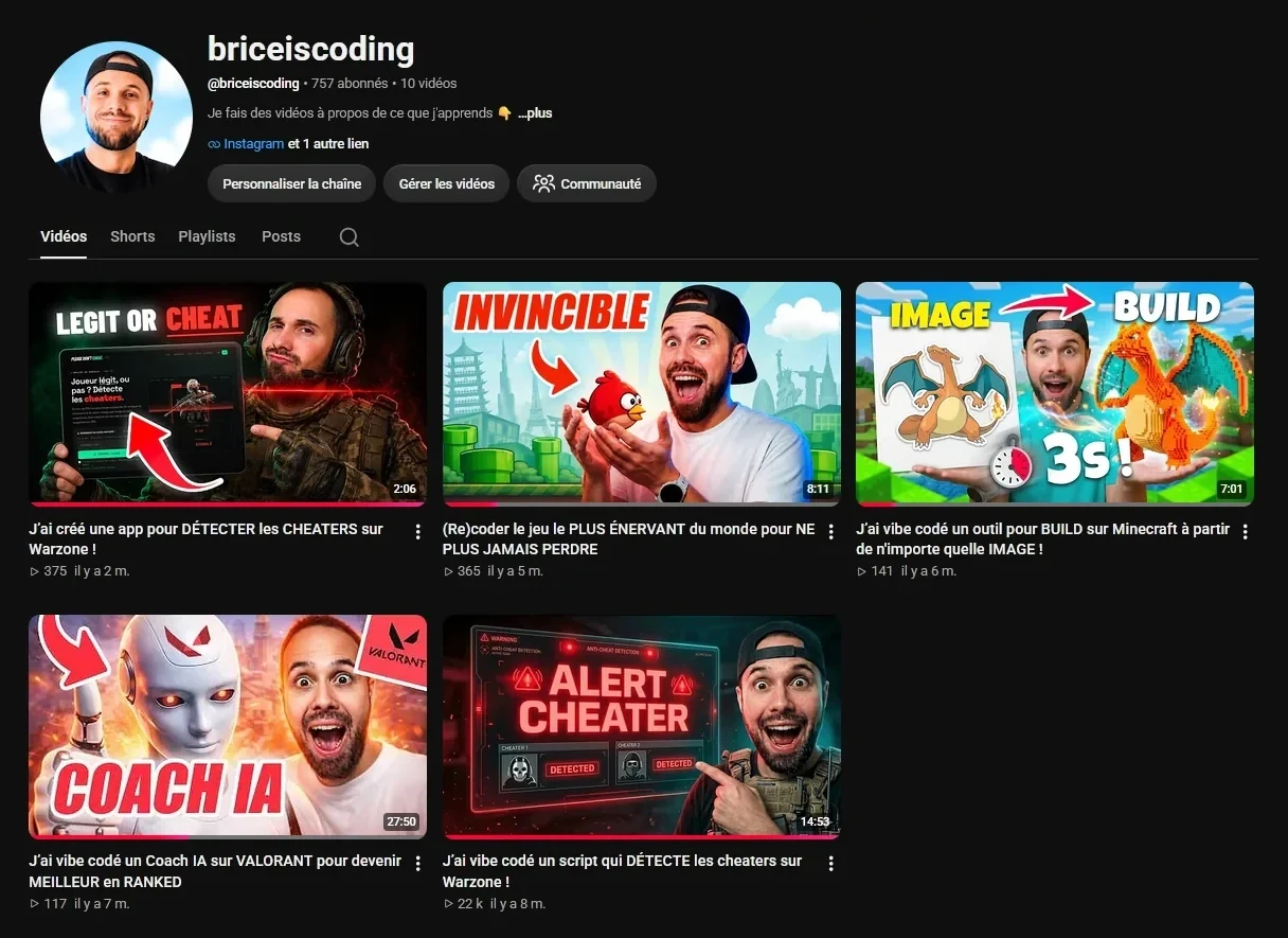 La chaîne YouTube : les dernières vidéos
